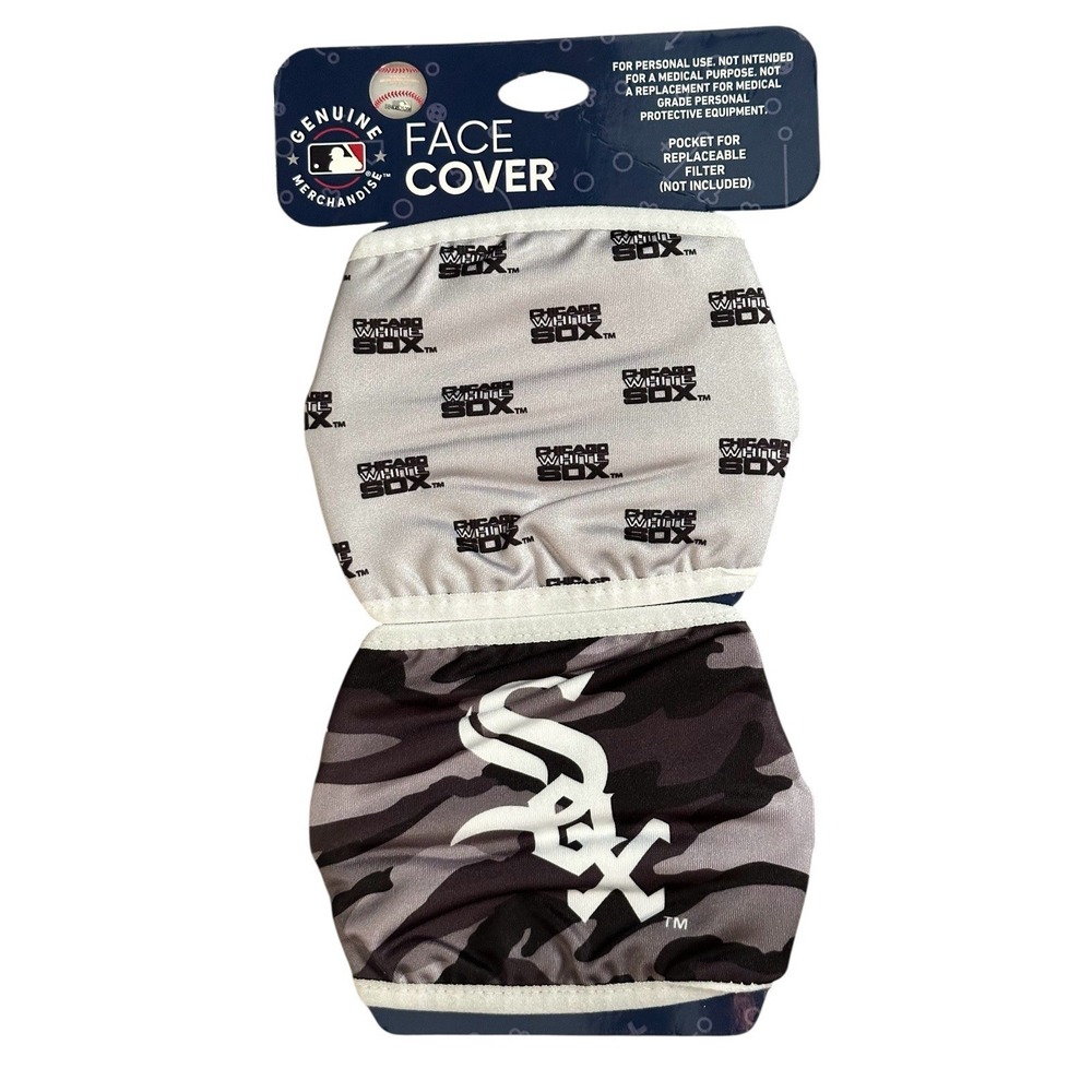 2 pack Official Chicago White Sox MLB Adjustable Washable Face Mask